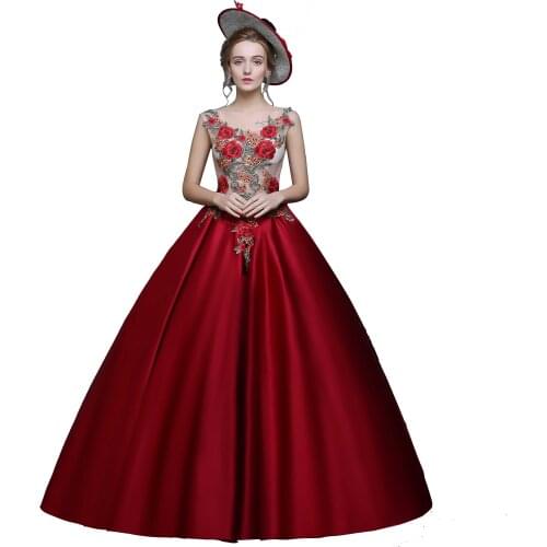 Rococo Baroque Marie Antoinette Red Ball Dresses 18th Century Renaissance Historical Period Victorian Dress Gown for Women