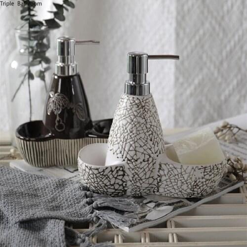 Creativity Ceramic Multifunction Shampoo Bottle Soap Dispenser Hand Soap Dispenser Bottle Bath Accessories with Sponge Holder