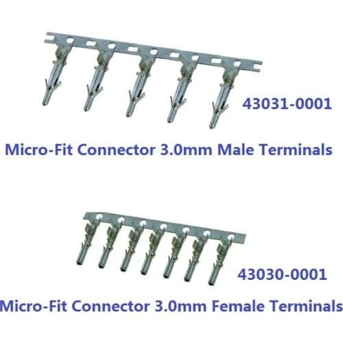 10 pcs Micro-Fit 3.0 mm connector Female Terminal Pins 43030-0001 / Male Terminal Pins 43031-0001