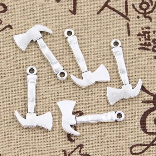15pcs Charms Fire Axe Ax 26x15mm Antique Silver Color Plated Pendants Making DIY Handmade Tibetan Silver Color Jewelry