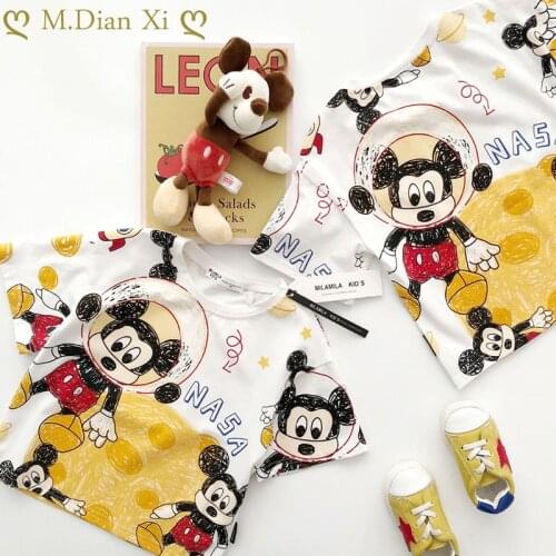 2021 Summer Fashion Unisex Cartoon T-shirt Children Boys Short Sleeves White Tees Baby Kids Cotton Tops for Girls Clothes 1-6Y