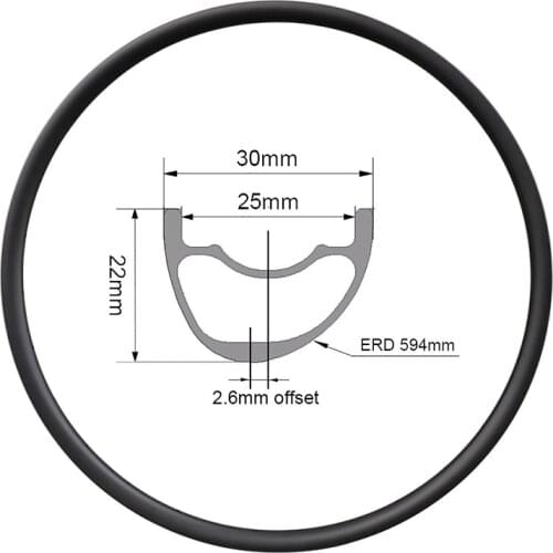 29er 22mm x 30mm Asymmetric Carbon Rim MTB XC Racing Bike Wheel 25mm Inner Width 29 inch Tubeless Mountain Bicycle 24 28 32 Hole
