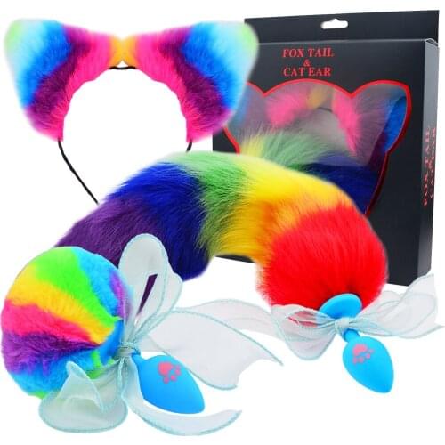 3pcs Fox Tail Cosplay Silicone Butt Plug Metal Anal Plug With Hairpin Stainless Steel Butt Plug Sex Toys For Couples Sexy Shop