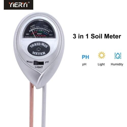 Yieryi NEW 3 in 1 Round Head Soil Moisture Meter PH Water Acidity Humidity Sunlight Garden Plants Flowers Moist Tester