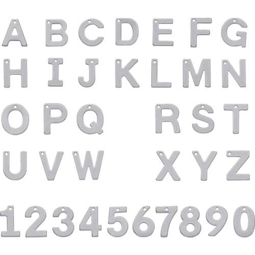 36pcs/Set 304 Stainless Steel Charms Pendant Letter A~Z and Number 0~9 Stainless Steel Color