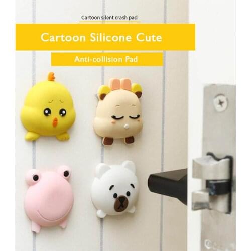 80gA 4PCs Doorknob Door Stickers Cartoon Modelling Rubber Handle Door Lock Protective Pad Protection Collision Protection Bumper