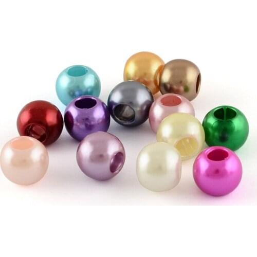 500g 12x10mm ABS Plastic Imitation Pearl European Beads Large Hole Rondelle Beads Mixed Color , Hole: 5mm