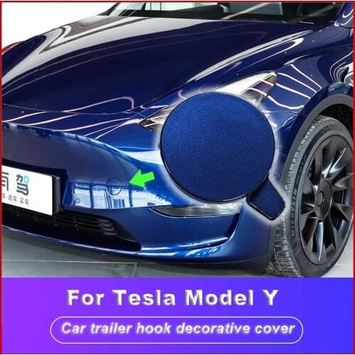 Car Tow Hook Protective Cover Decorative Shell Replace Bar Towing Hole for Tesla Model Y 2021 Auto Exterior Product Accessories