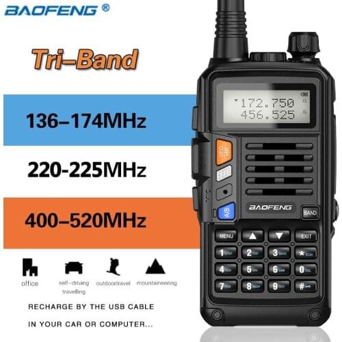 BaoFeng UV-S9 Plus Tri-Band 136-174/220-225/400-520Mhz 10W Poweful Portable Walkie Talkie 10km Long Range CB Radio Transceiver