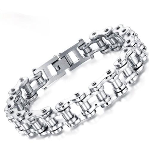 Biker Stainless Steel Mens Bracelet Fashion Jewelry Bike Motorcycle Chain Jewelry Men Wide Bracelet Hand Chain Bangles Bracelets