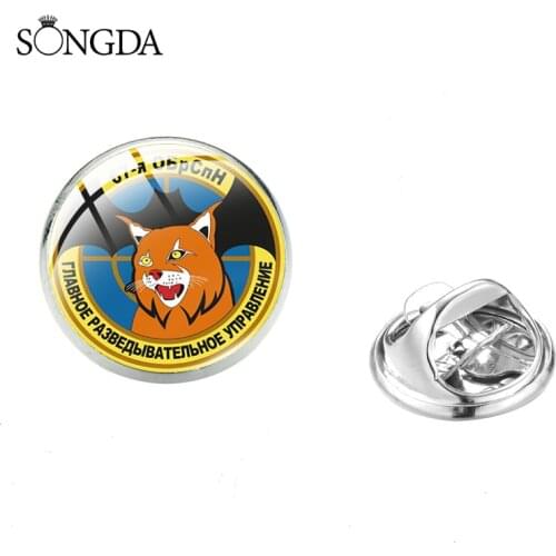 Vintage Interesting Voyska Stainless Pin Army Art Photo Glass Brooch Badge For Clothes Hat Man Gifts Fashion Jewelry Accessories