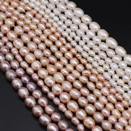Real Natural Pearls Beads Freshwater Pearl Bead Rice-shape Loose Beads for DIY Craft Bracelet Necklace Jewelry Making 14" Strand