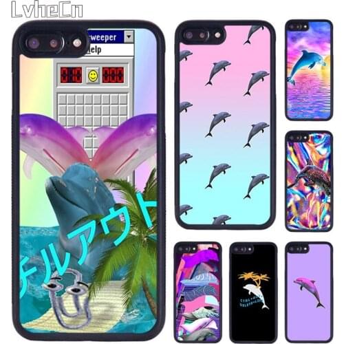 LvheCn Vaporwave Dolphin Phone Case For iPhone 5 SE 6s 7 8 Plus 11 12 Pro X XR XS Max Samsung galaxy S7 S8 S9 S10