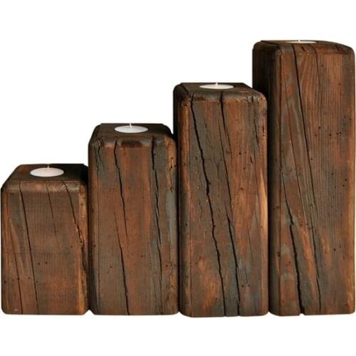 Grootland of Decorative Wooden candlestick 4'lü candle holder candle and candlestick свеча и подсвечник vela y candelero