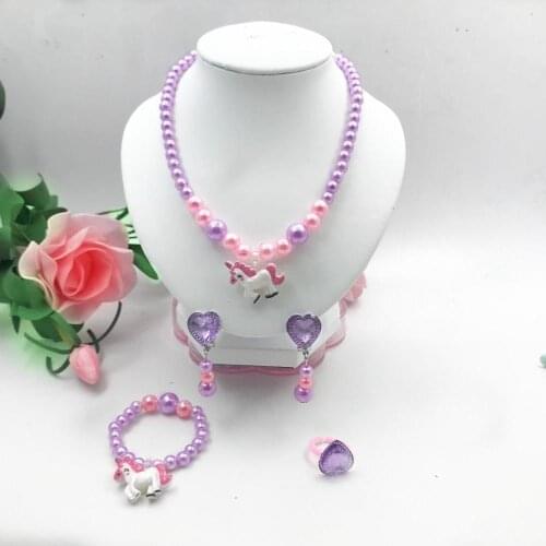 Childrens hair accessories set cute cartoon jewelry 1set = 5pcs jewelry accessories necklace bracelet hairpin high quality