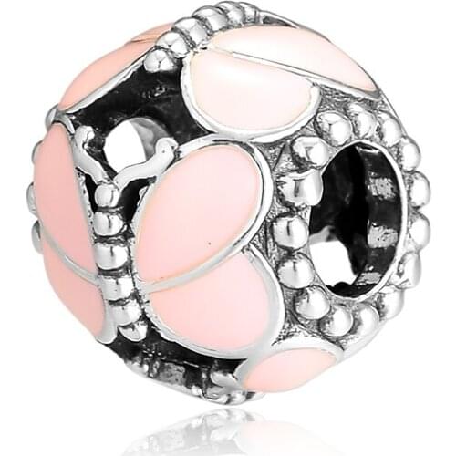 DIY Fits for Pandora Charms Bracelets Pink Butterflies Beads 100% 925 Sterling-Silver-Jewelry Free Shipping