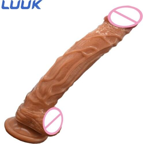 LUUK Long Dildo Realistic Blood Vessel Imitation Penis Imitator For Woman No Vibrator Masturbation Wear Adult Toys Rubber Dick