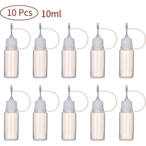 10 5/10ml Transparent Needle Dispenser Dispensing Bottle for Rosin Solder Flux Paste DIY Paper Art Quilling Tool + Needles Tools