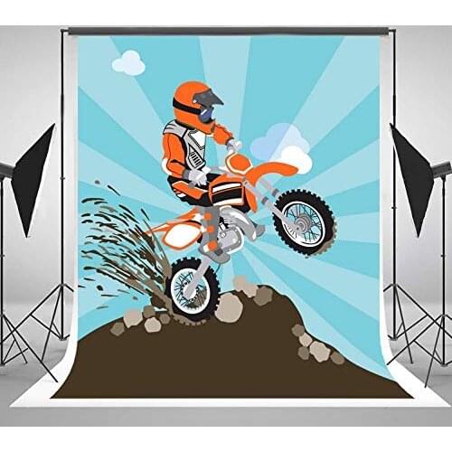 Irt Bike Birthday Motorbike Motocross clouds photo backdrop High quality Computer print party background