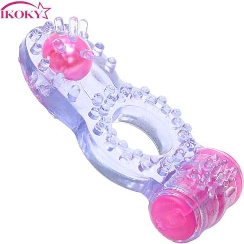 IKOKY Penis Vibrator Silicone Sex Toys for Men Male Clit Stimulator Adults Products Vibrating Ring Cock Ring Dual Pleasure