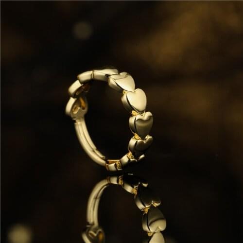 High Quality Polishing Gold Color Copper Ring Open Design Statement Heart Charm Ring For Women Party Jewelry Adjustable