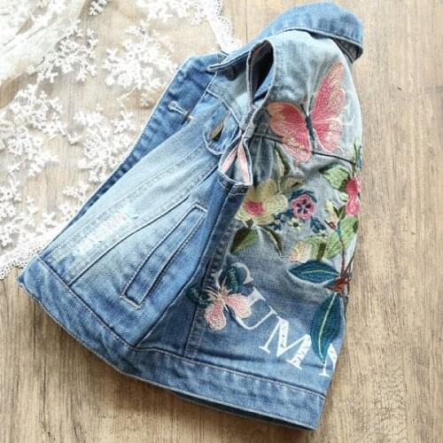 Baby girl embroidery butterfly cowboy vest