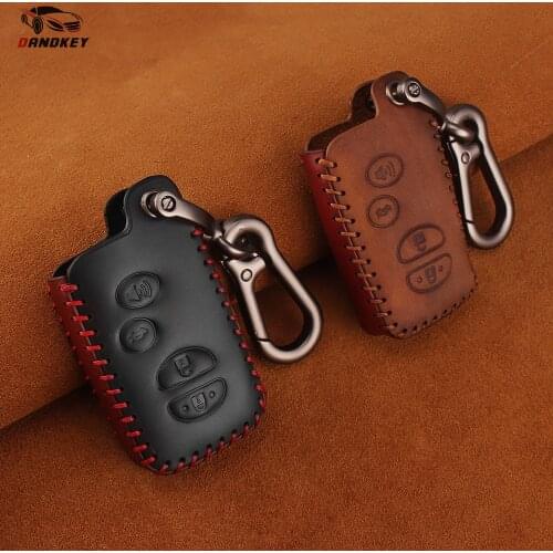Dandkey Leather Key Case 4 Buttons For Toyota Avalon Camry Corolla Highlander Venza Prius 2010 2011 2012 2013 Car Key