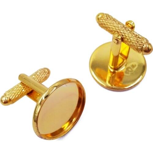 Round 12mm 14mm 16mm 18mm 20mm Gold Plated Copper Metal Cufflinks Blank Bezel Base Cuff Link Settings Cabochon Cameo Base CL012