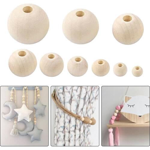 6-25mm Wood Round Balls For DIY Jewelry Making Natural Lead Free Wood Beads Kid Teething Spacer Wood Crafts Ornement Accessories
