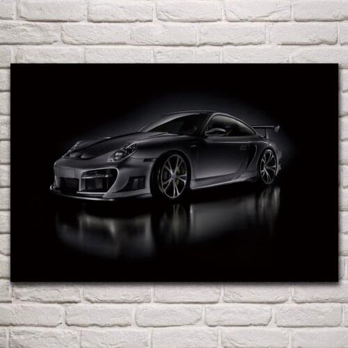 Cool black and white 997 supercar sport car vehicle fan artwork living room home wall art decor wood frame fabric poster KP210