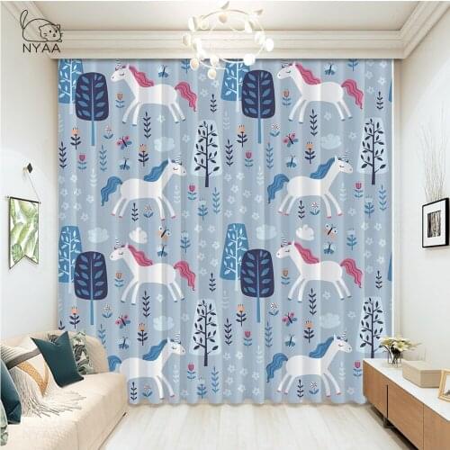 Forest Unicorn Ice Cream Room Curtains Window Curtain Bathroom Bedroom Curtain Panels With Grommets Curtains Micro Shading