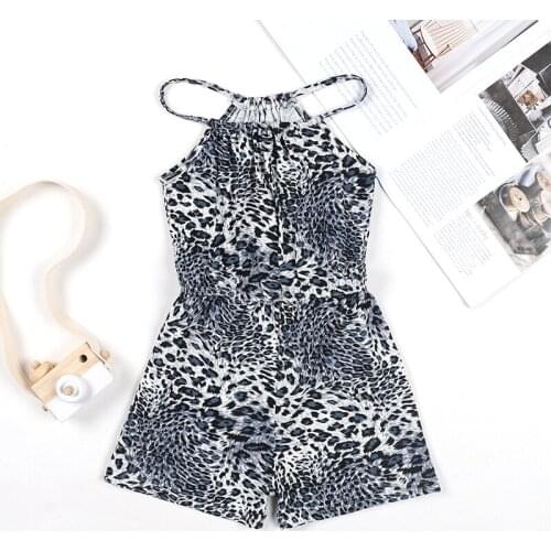 Summer Girls Romper Leopard Print Fashion Sleeveless Kids Jumpsuits for Toddler Teens Girls 2021 New One Piece Children Clothing