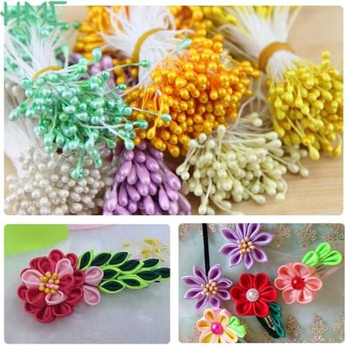 Hot! 150pcs/bag 55mm Artificial Flower Double Heads Stamen Pearlized Craft Cards Cakes Decor Floral for home wedding party decor
