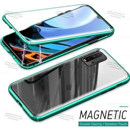 Metal Magnetic Double Sided Glass Case For Xiaomi Redmi 9T 9A 9C NFC for redmi note 10 4G 9 Pro Max 10S 9S full cover Shell