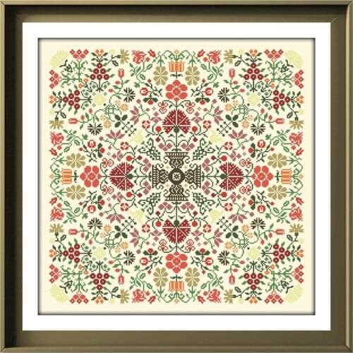 Flower pattern B cross stitch kit Dreampattern 18ct 14ct 11ct light yellow canvas embroidery DIY needlework wall decor