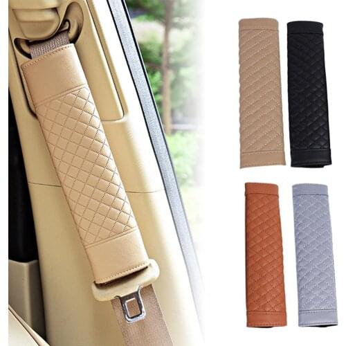 1 Pair Stylish Car Safety Seat Belt Faux Leather Car Seat Shoulder Strap Pad Cushion Cover Car Belt Protector for Adults Kids