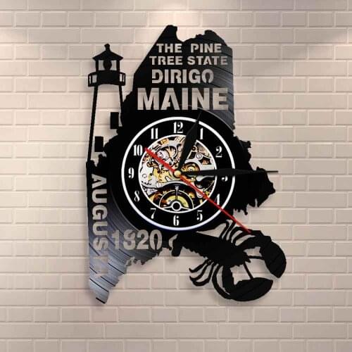 The Pine Tree State Maine Home State Wall Clock Maine Pride Dirigo Vinyl Record Clock Living In Main Home Decor Homesick Gifts