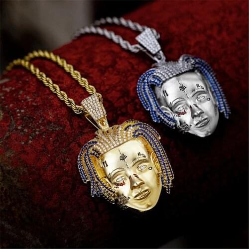 Rapper XXXTentacion Necklace Hiphop Iced Out Crystal Pendant Necklace Twist Chain Charm Jewelry Gifts