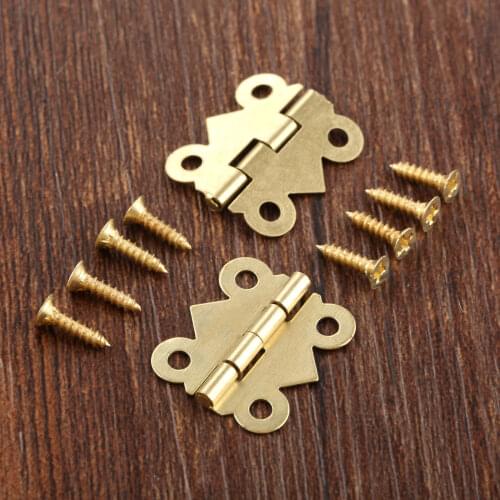 20pcs/kit Butterfly Hinges Mini Gold 4 Holes 17*20mm Cabinet Drawer Stainless Steel Hinge Retro Butt Jewellery Gift Case Decor