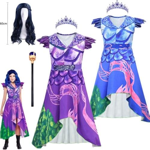 Evie descendants 3 Mal Cosplay dress Fantasia costumes summer Kids Fancy birthday Party clothing Halloween Costumes for Kids