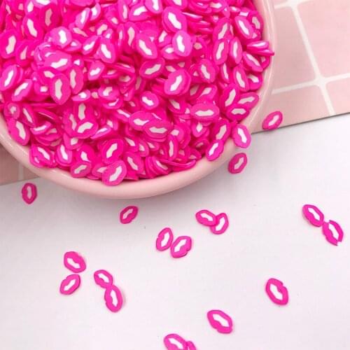 50g/lot Polymer Lovely Lips Kiss Slices Hot Clay Sprinkles for Crafts Making DIY Slimes Filling Material Nail Art Decoration 5mm