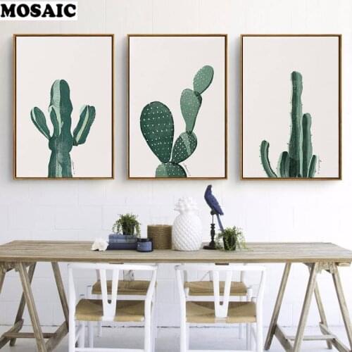 Full Square 5D DIY Diamond Painting Cross Stitch Nordic"green cactus"3d diamondEmbroidery Mosaic pictures wall sticker 3 pcs