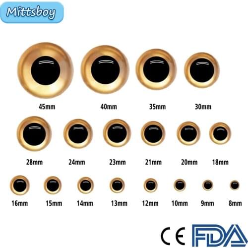 8-45mm 20Pcs Clear Plastic Safety Eyes Golden Crystal Eyes Accessories Owl Doll Accessories for Crochet Cat Bears Puppet Makings