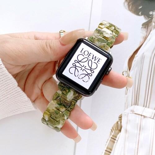Women Resin Watch Strap For Apple Watch 44mm 40mm 42mm 38mm Watchband Ladies Bracelet For Apple Watch Series Se 6 5 4 3 Band