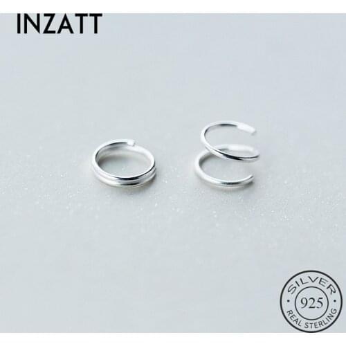 INZATT Real 925 Sterling Silver Minimalist Geometric Clip Earrings For Fashion Women Party Trendy Fine Jewelry Accessories