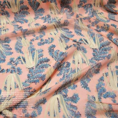 LEO&LIN 10 M/M Large Wide Light Orange Trees Real Silk Chiffon 100% Silk Clothing Cloth Fabric DIY patchwork