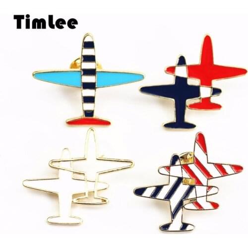 Timlee X296 Cartoon Cute Aircraft Metal Brooch Pins Wholesale
