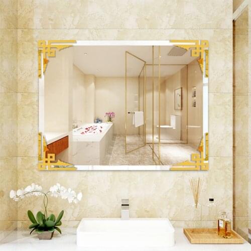 4 Pcs Modern Geometry Acrylic Mirror Stickers Door Wardrobe Background Wall Corner Decoration Living Room Home Decor Accessories