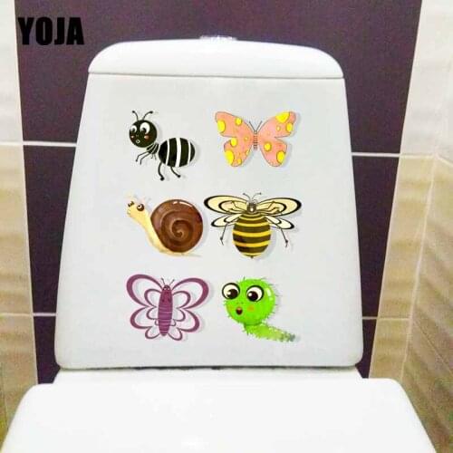 YOJA 17.4X23.1CM Insect Element Hand Painted Cartoon Living Room Home Decor Toilet Decal Wall Sticker Funny Cartoon T5-1027