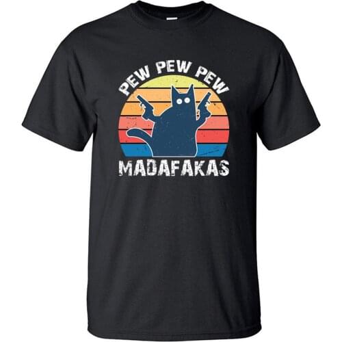 Anime Funny Cat Pew Pew Madafakas Kawaii Summer Cool Half Sleeved T Shirt Printed Brand T Shirts Top Men Harajuku Cute Tshirt